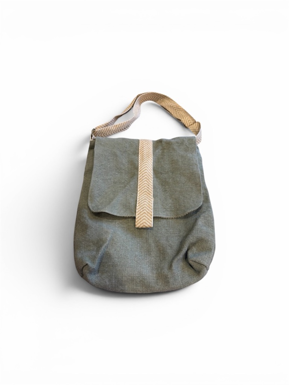 Woven Crossbody Bag in sage Green with Natural Strap adjustable strap